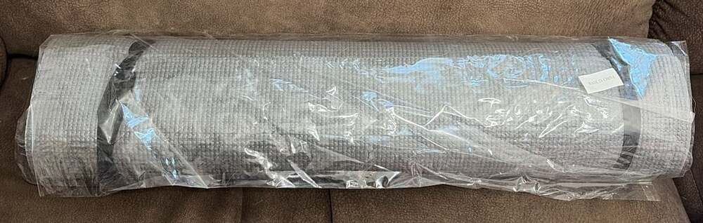 Gray Textured Area Rug Runner in Original Plastic Packaging